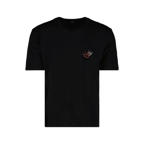 t-shirt noir logo classique blanc et orange